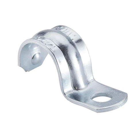 3/4 Inch EMT Conduit Strap Clamp One Hole, steel clamp for secure electrical wiring installation, UL listed, heavy duty mount.