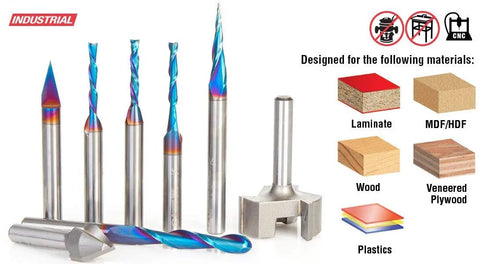 Top Notch 8 Piece CNC Router Bit Set With 1/4 Inch Shank Heavy Duty Wood Routing Cutters And Slick Engraving Tools professional-grade bits.