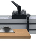 Go To T Track Aluminum Miter Track Jig Kit For Table Routers And DIY Woodworking Miter Slider Fixtures Easy Setup Pro Grade Aluminum Alloy For Precise Cuts And Hassle Free Projects with saw blade and track stop in focus