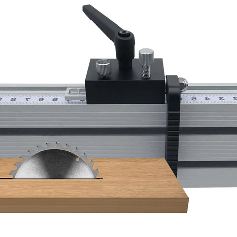 Go To T Track Aluminum Miter Track Jig Kit For Table Routers And DIY Woodworking Miter Slider Fixtures Easy Setup Pro Grade Aluminum Alloy For Precise Cuts And Hassle Free Projects with saw blade and track stop in focus