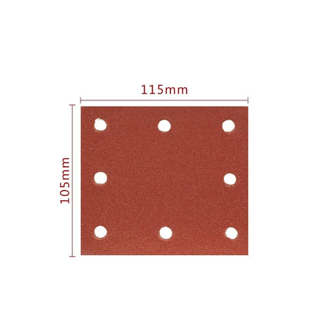 Get This Awesome 20 pc Set of Heavy Duty 115mm Square Sanding Sheets With Eight Holes For Smoothing Wood And Metal Like A Boss, 115mm square abrasive sheet with dust holes.