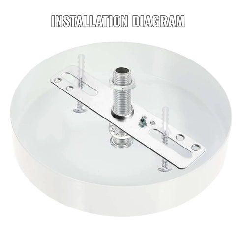 Installation diagram of 4 Inch Ceiling Light Mounting Bracket Kit - Universal Crossbar Hardware Set For Chandeliers And Wall Lights, silver steel bracket