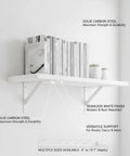 Heavy Duty White Carbon Steel L Bracket For Floating Shelves And Wall Mounts Six Point Three Inch Height Built Tough For Books Decor