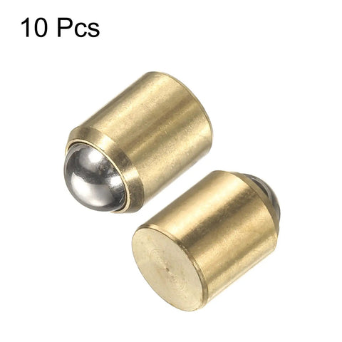 Dead Nuts Tight Brass Ball Plungers 6 Pack 12Mm X 16Mm showing brass body and steel ball for cabinet hardware and machine parts.