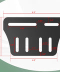 Rugged Bed Frame Connector Plates 2 Pack Universal Headboard Adapter Bracket offset mounting hardware dimensions diagram.