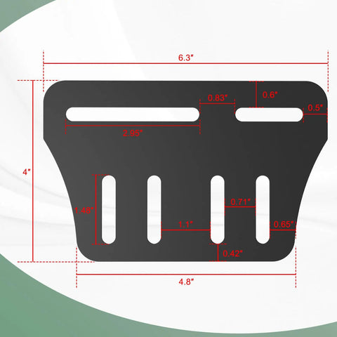 Rugged Bed Frame Connector Plates 2 Pack Universal Headboard Adapter Bracket offset mounting hardware dimensions diagram.