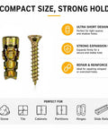 6x14mm Short Expansion Cabinet Hinge Repair Screws And Anchors Kit showing components and benefits for loose and shallow holes.