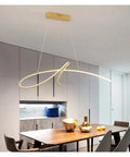Premium Gold Led Pendant Light With Smooth Baked Varnish Iron Frame Dimmable Warm White Bulb Offering Heckin Sharp Illumination above dining table.