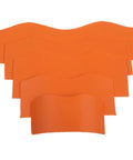 Set of five orange vinyl tracing jigs from Heavy Duty Pipe Saddle Cutting Guide Kit for accurate plumbing and HVAC marking.