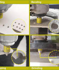 Diamond core drill bit set for tile and stone; includes 4x6/8mm hole saws, 1x20mm beveling bit, 1x5/8-11 hex adapter.