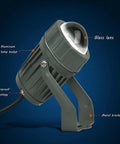 Long‑Throw LED Floodlight, Outdoor Wall Spotlight(Green 5w) with aluminum body, glass lens, and metal bracket.
