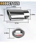 Dope Stainless Steel Exhaust Tip For Cars, 2.5 Inch Inlet, 3.3 Inch Outlet, adjustable chrome plated finish, size dimensions