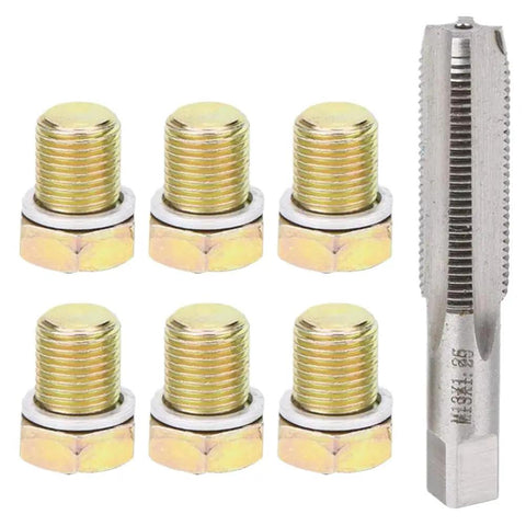 Get Your Oil Pan Back In Action With This M13x1.25mm Iron Sump Drain Plug Thread Repair Kit That Fixes Damaged Threads Fast And Keeps You Driving Smooth Without Leaks Or Major Shop Bills. M13x1.25mm iron drain plug kit with tap and six repair plugs