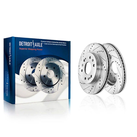 Brake Kit With Drilled Rotors And Ceramic Pads For Chevy GMC Silverado 1500 Tahoe Yukon XL Suburban Escalade ESV Front 12.99 Inch Rotors And Rear 13.58 Inch Rotors