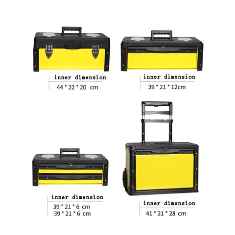 Four Layer Rolling Toolbox Organizer With Detachable Toolbox Multi Level Workstation Pull Handle Yellow Built Tough
