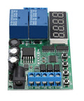 Heavy Duty Multifunction Time Relay And Motor Control Board Built For Low Voltage Industrial Gear with blue relays and digital display.
