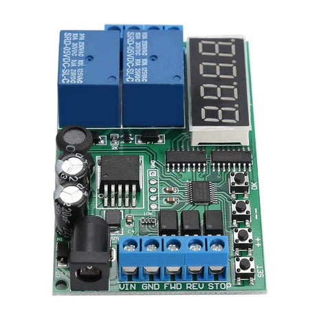 Heavy Duty Multifunction Time Relay And Motor Control Board Built For Low Voltage Industrial Gear with blue relays and digital display.