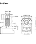 Technical drawing of B500K Mini Metric Split Potentiometers For Electric Guitar And Bass Pro Grade Nine Point Five Millimeter Shaft