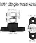 Heavy Duty Built Tough 12V Power Distribution Block With Three Eighth Inch M10 Stud Insulated Battery Post Junction For Auto Boat Marine Solar System DC 12V 48V Up To 250A Peak Positive And Negative Terminal Block Red And Black, 3/8 in M10 stud