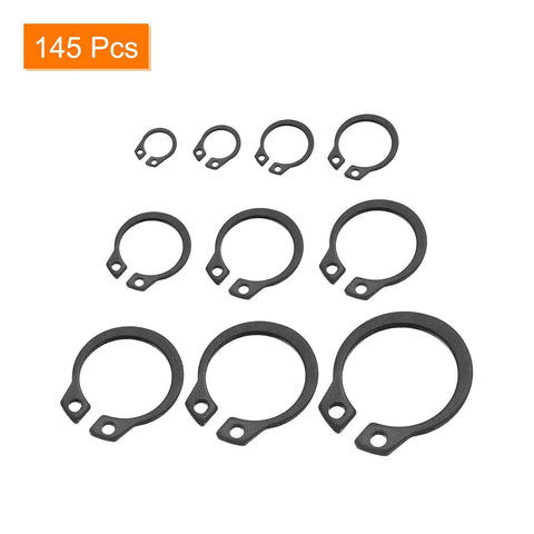 External Retaining Rings Circlip Kit 145 Pcs In 10 Sizes M15 M16 M17 M18 M19 M20 M22 M24 M26 M28 Made From 65Mn Carbon Steel