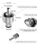Diagram of Ball Lock Disconnect Gas Tubing Kit For Soda And Beer Carbonation, Stainless Steel Cap Kit dimensions and features.