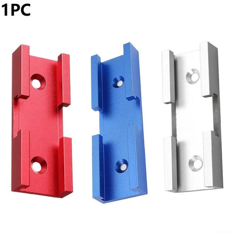 Red, blue, and silver Portable Aluminum Woodworking T Track Cross Connector For Jig Setup And Tool Fixing