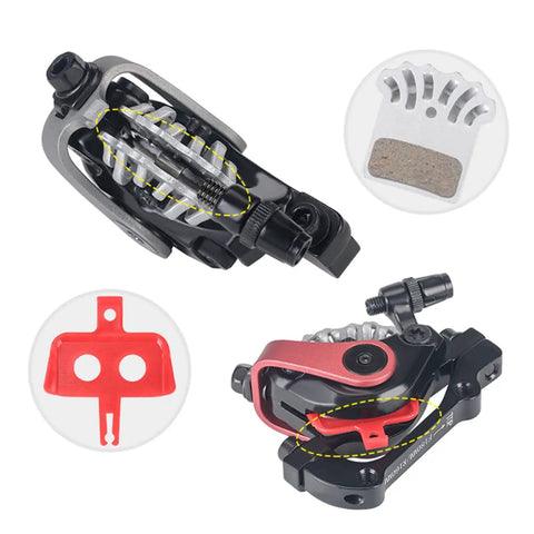 Heavy Duty Aluminum Alloy Disc Brake Kit For Electric And Mountain Bikes Featuring Dual Piston Hydraulic Calipers close-up view showing components and design.