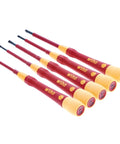 Insulated PicoFinish Precision Screwdriver Set 5 Piece Slotted and Phillips 1000V VDE Rated Black Oxide Pro Grade with Exact Fit Tips