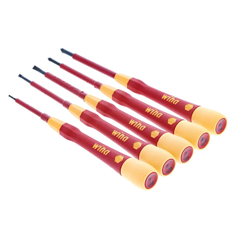 Insulated PicoFinish Precision Screwdriver Set 5 Piece Slotted and Phillips 1000V VDE Rated Black Oxide Pro Grade with Exact Fit Tips