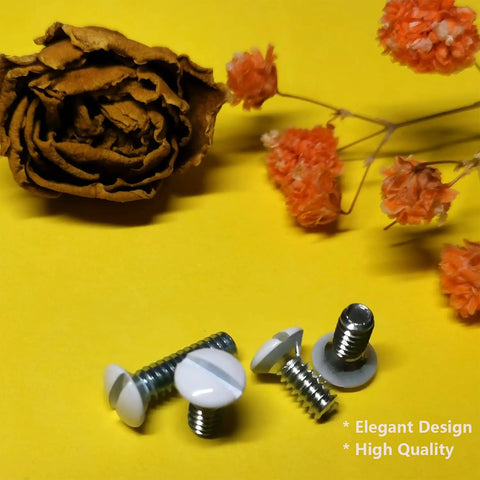 White Wall Plate Screws Pack With One Hundred Pieces In Four Length Sizes Three Eighths Inch One Half Inch Three Quarters Inch And One Inch Six Thirty Two Thread Switch Plate Screws For Outlet Covers And Light Switch Plates Easy Replacement shown with decorative flowers