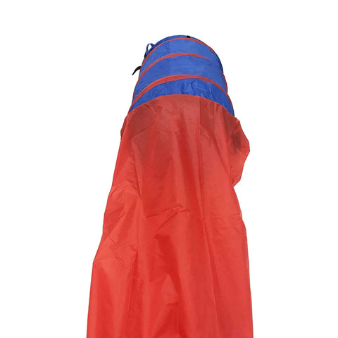 Red and blue Dog Agility Tunnel With Chute Training Gear 24 Inch Diameter 32 Inch Tunnel And 152 Inch Chute Stakes view