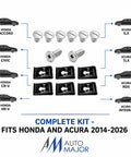 Clean Underbody Splash Shield Fastener Kit Replaces OE 90674ty2a01 with clips and screws for Honda Acura models 2014-2026.
