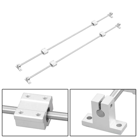 Two Piece 8mm By 800mm Linear Motion Rod Guide Kit with Four SCS8UU Bearings and Four SK8 Aluminum Rail Supports for CNC machines