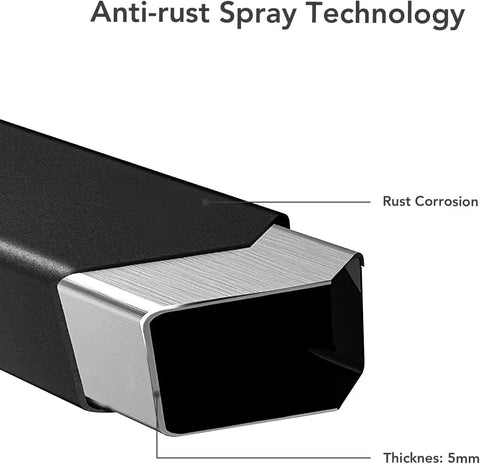 Close-up of Heavy Duty 48 Inch Clamp On Pallet Forks for Tractor Bucket showcasing anti-rust spray technology and metal thickness.