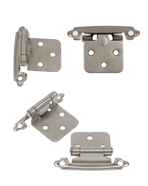 Slick Self-Closing Brushed Nickel Cabinet Hinges For Kitchen Cabinets And Doors, 10 Pair, 20 Pieces, shown from various angles