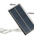 2W 6V Monocrystalline Solar Panel Charger With USB Output For 3.7-5V Batteries Ideal For Outdoor Lighting And Small DC Devices, High Efficiency, Low Light Performance, Portable, Weatherproof Solar Power Solution. Compact panel with USB cable.