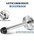 Long 5 Inch Door Stopper Set In Brushed Stainless, Wall Mounted Baseboard Door Holders With Rubber Tip, Kidproof And Babyproof Solid Doorstops For Top Or Bottom Of Doors, Silver Finish, 2 Pack