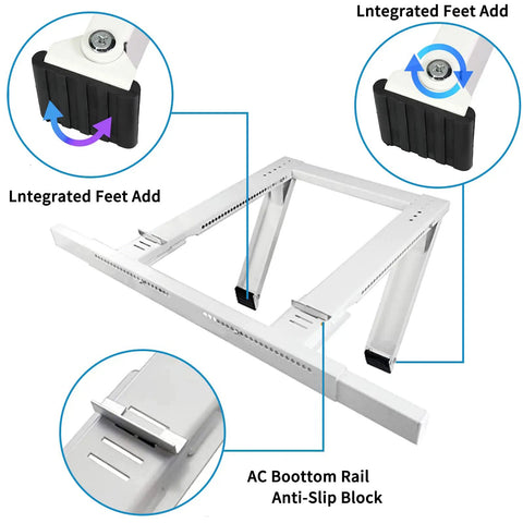 Heavy Duty Window Air Conditioner Support Bracket No Drilling, Universal Adjustable Fits Most 22 To 38 Inch Window Openings, Wall Thickness 4 To 11 Inches, Epoxy Coated Steel Prevents Rust, Supports Up To 200 Lbs