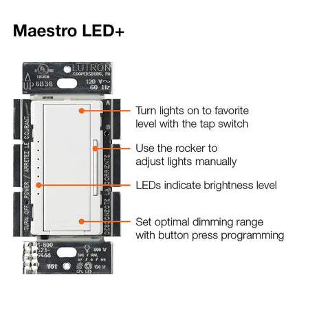 LED Dimmer Switch Kit For Dimmable LEDs 3-Way Multi-Location With Companion Dimmer 150 Watt Tap Dimming On Off Control