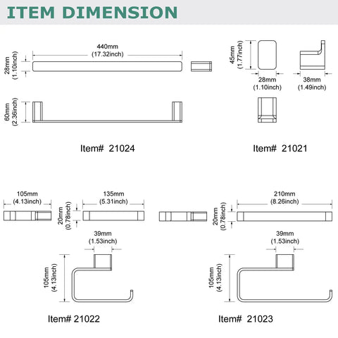 Dimensions of Brass Bathroom Hardware Set In Brushed Gold With Towel Ring Towel Bar Toilet Paper Holder And Robe Hook
