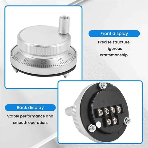 Front and back view of AB51 Hand Wheel Handle Kit For 5V Manual Pulse Generator And CNC Machine Tools with rotary encoder