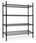 Beefy Heavy Duty Steel Wire Shelving Rack, 4 Tier Adjustable Metal Storage Shelves, 36X14X79 Inches, Black wire shelving unit.