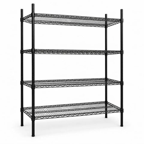 Beefy Heavy Duty Steel Wire Shelving Rack, 4 Tier Adjustable Metal Storage Shelves, 36X14X79 Inches, Black wire shelving unit.