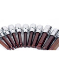 Nine Piece Chrome Alloy Steel Hex Socket Set With Square Drive Featuring Mirror Polish Sockets And Zinc Phosphate Bits displayed.