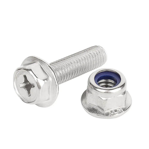 Cross Flange M6 Hex Socket Head Bolts And Nuts Kit With Washers 20 Sets Serrated Flange for Vibration Lock Stainless Steel 304