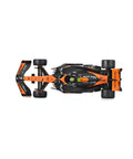 Top view of McLaren MCL38 1:43 Scale 2024 Die-Cast Formula Car With Helmet Display Box And Norris Number Four Lando Norris Collectible