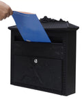 Locking Wall Mounted Steel Mailbox For Outdoor Use, Built To Last, Rust Proof Construction, showing top loading mail slot in use