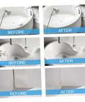 Before and after comparison using 2-Pack Ceramic Tile Repair Kit With Strong Adhesive For Porcelain Bathtubs And Sinks.