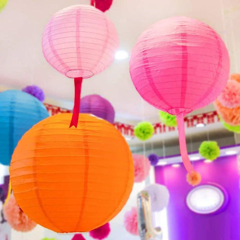 Super Cool Multicolor Paper Lanterns Set For Hanging Decor These Vibrant Chinese Japanese Style Ball Lamps Come In Sizes Four Six Eight And Ten Inches Ideal For Parties Weddings Home Decor And Festive Vibes