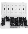 Kick Some Serious Butt With This Awesome 80-Piece Rubber Vacuum Line Cap Assortment Kit For Smooth Hose Covers Fitting Carburetors And Manifolds Without Any Stress Or Leaks Ever Again. 80-piece black rubber vacuum hose cap kit in storage case, 3/8 to 3/16 inch